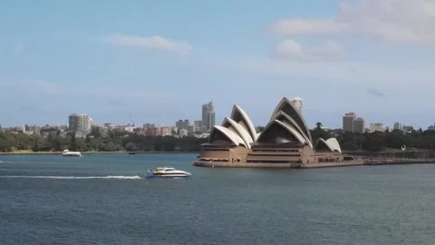 View of the Sydney Opera House and ferry Stock Footage 336013801
