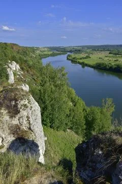 View of the Sylva River and the river valley from the top of Mount Sorokinska Stock Photos