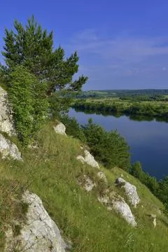 View of the Sylva River and the river valley from the top of Mount Sorokinska Stock Photos