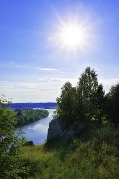 View of the Sylva River and the river valley from the top of Mount Sorokinska Stock Photos