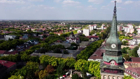 View of the synagogue from the town hall tower in the city of Subotica Stock Footage 254441764