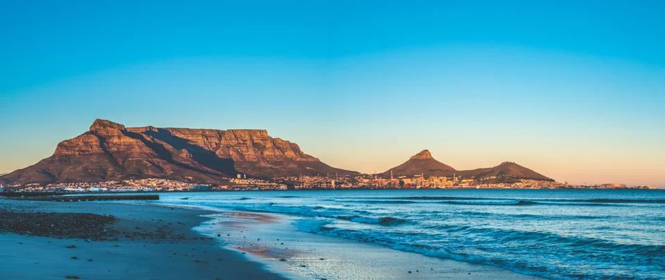 View of Table Mountain from beach Stock Photos