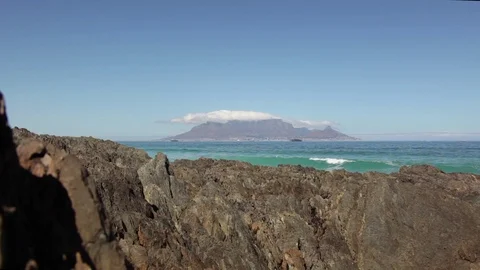 View of Table Mountain from Bloubergstrand, Cape Town Stock Footage 102447209
