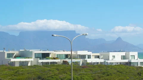 A view of the Table Mountain in Cape Town, South Africa. Stock Footage 147438797