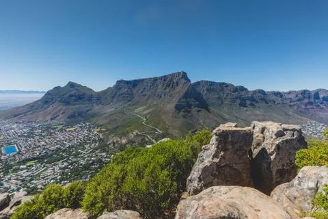 View of Table Mountain in Cape Town Stock Photos