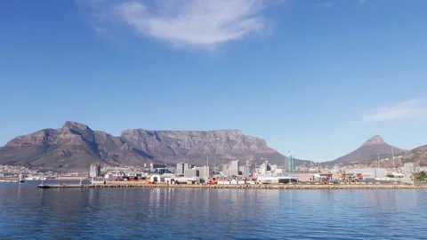 View of Table Mountain from the ocean. HD 50p Stock Footage 242014299
