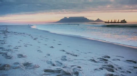View of Table Mountain at sunset. Stock Footage 11116552