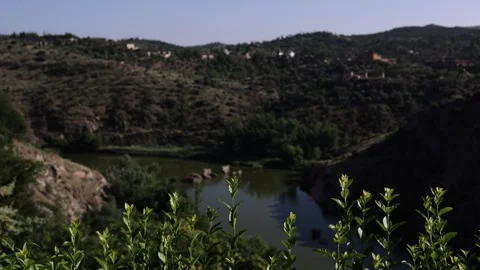 View of Tagus River, Rio Tejo, from Toledo, Spain. Stock Footage 265908540