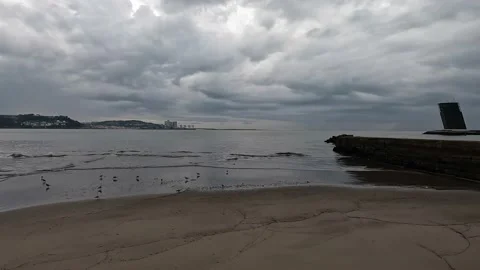 View of the Tagus river on a winter cloudy day Video stock 233202566