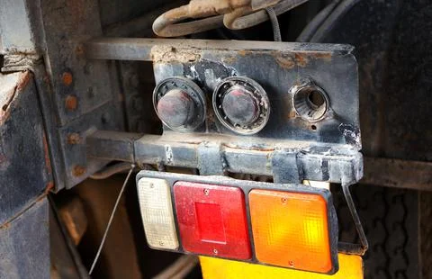 View of tail end lights of a old Indian truck Stock Photos
