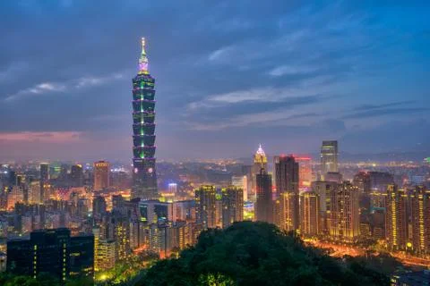 View of Taipei Cityscape at night Photos