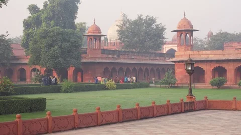 View of the Taj Mahal complex at sunrise, Agra, India Stock Footage 101232324
