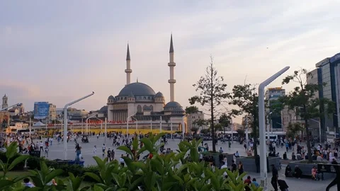 View of Taksim Mosque,  a mosque complex in Taksim Square, Istanbul Stock Footage 245178180