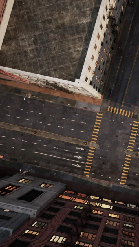 View from a tall building overlooking a busy street and buildings Vídeos de archivo 342660550