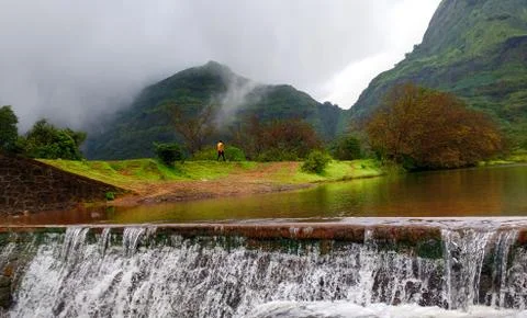 View of Tamhini Ghat Hills during monsoon season, a favourite holiday spot fo Stock Photos