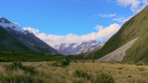View of Tasman River at Aoraki Mount Cook National Park Stock Footage 79343771
