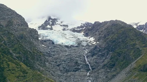 View of Tasman River at Aoraki Mount Cook National Park Stock Footage 79343794