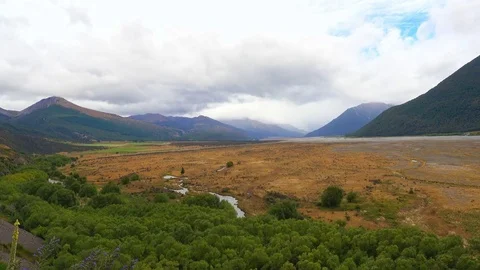 View of Tasman River at Aoraki Mount Cook National Park Stock Footage 80579195