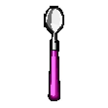 View tea spoon pixel art vector illustration Stock Illustration