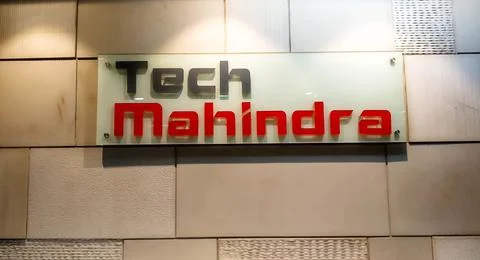 View of Tech Mahindra Ltd. Logo in the reception area Stock Photos