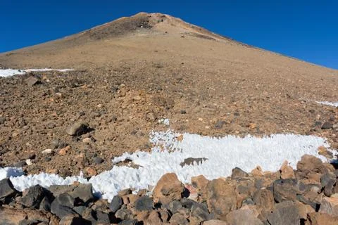 View of the Teide Volcano in early spring on the way to Altavista Refuge, Ten Stock Photos