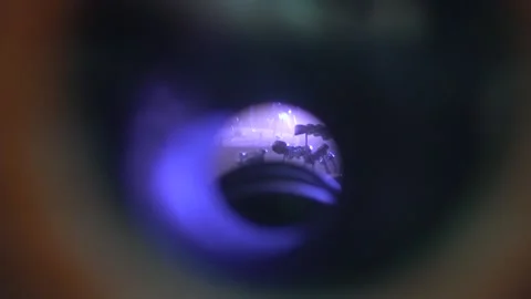 View into the Telescope of Working Ionic-Plasma Deposition Installation Stock Footage 91666659