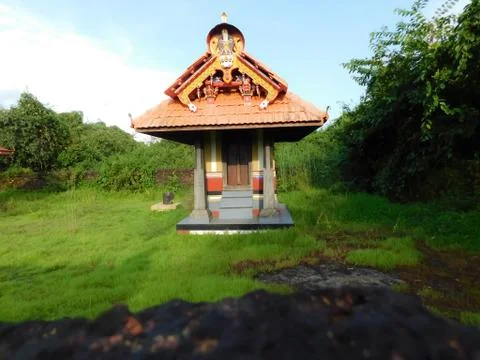 View of temple architecture located in a meadow Stock Photos