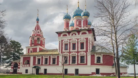 View of the temple of Dmitry on Blood. Uglich, Russia. Stock Footage 171605200