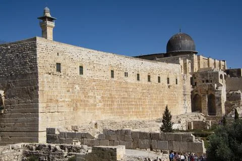 A view of the Temple Mount and the al-Aqsa mosque. Stock Photos