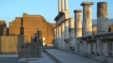 View of the Temple Ruins at sunset Stock Footage 112619866