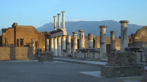 View of the Temple Ruins at sunset Stock Footage 112620059