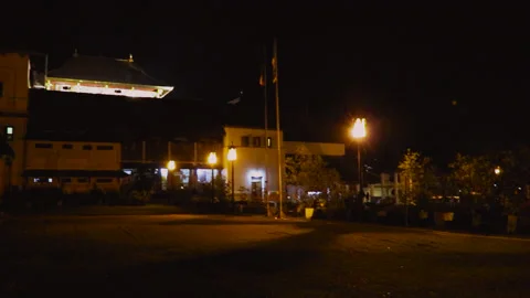 View Of The Temple Of The Sacred Tooth Relic At Night- Kandy, Sri Lanka. Stock Footage 172069748