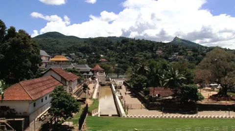 View to the Temple of Tooth (Dalada Maligava) in Kandy, Sri Lanka. Stock Footage 64237076