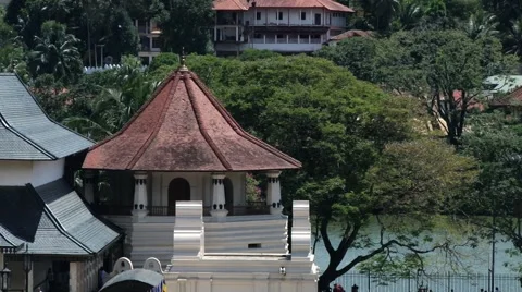 View to the Temple of Tooth (Dalada Maligava) in Kandy, Sri Lanka. Stock Footage 64237162