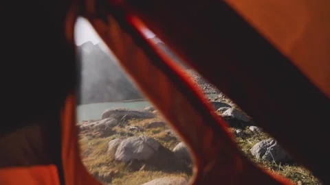 View from Tent on a Camp in the mountain Stock-Footage 161651119