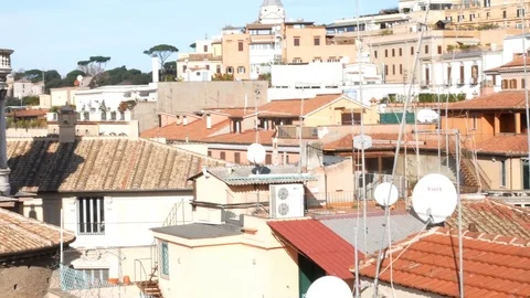 View from the terrace in the center of Rome Stock Footage 83531714