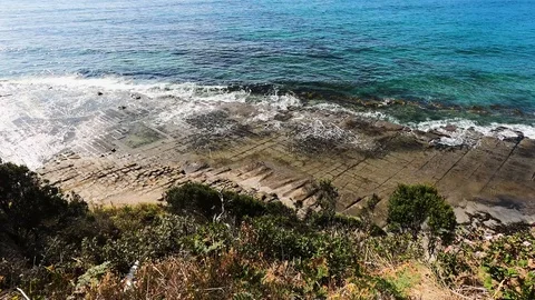 View of the Tessalated Pavement in Eaglehack Neck in the Tasman Peninsula in  Stock Footage 123391738