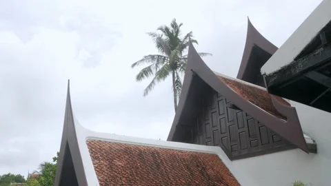 View of thai style architecture building inside JW Marriott Khaolak Resort an Stock Footage 199009308