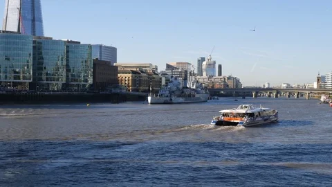 View of the Thames River embankment. Stock Footage 81081035