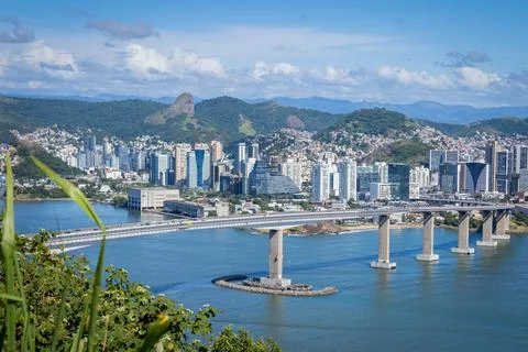 View from the third bridge seen from the top of "Morro do Moreno". Espirito.. Stock Photos