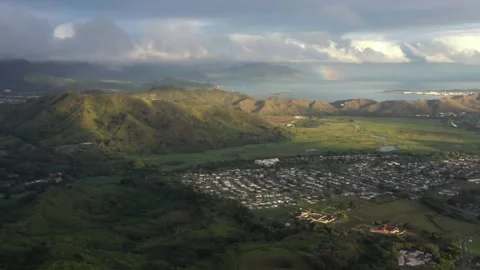 View of the third peak from Mt. Olomana along the three peaks hiking trail in Video stock 268806172