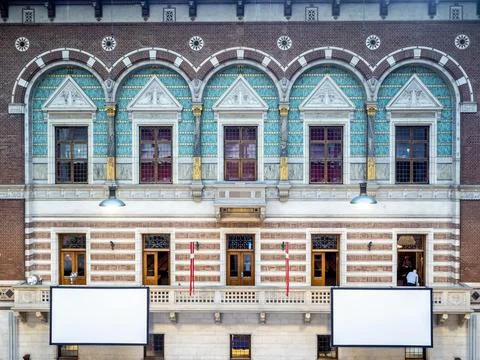 View of the three-level facade of the Grand Hall in the Copenhagen City Hall Stock Photos