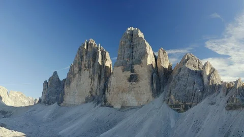 View of the Three Peaks  of Lavaredo Mountains Stock Footage 128956776