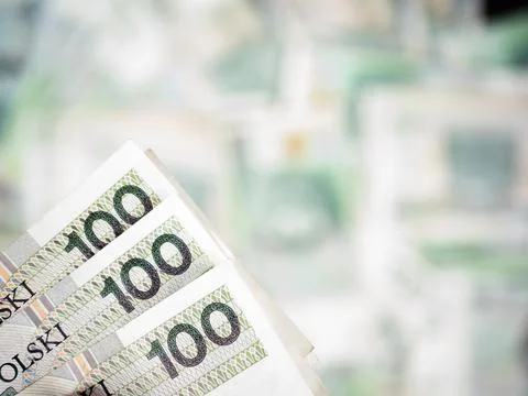 View of three polish banknotes Stock Photos