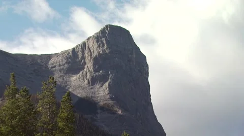 View of three sisters mountain in Canmore Stock Footage 54592880