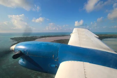View through aircraft window Stock Photos