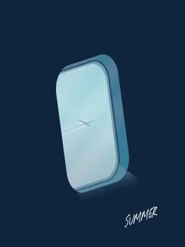 View through airplane window on on another plane. Symbol of summer vacation Illustrazione stock