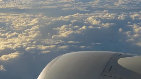 View through an airplane window. a composition with an aircraft engine Stock Footage 64092426