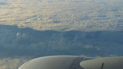 View through an airplane window. a composition with an aircraft engine Stock Footage 64092780