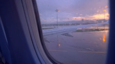 The view through the airplane window during a flight Stock Footage 108143666